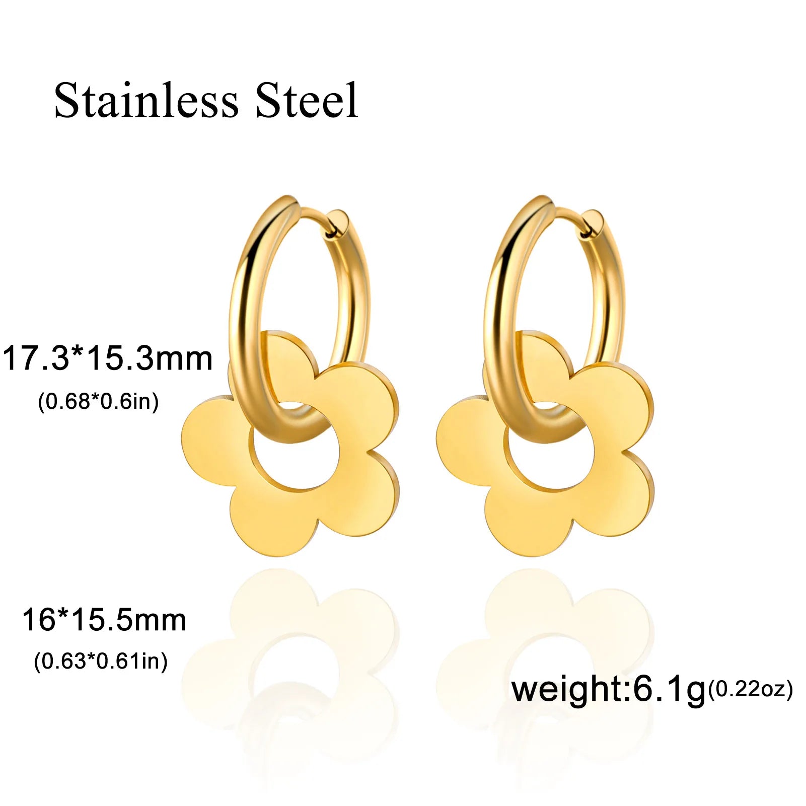 Lucktune Flower Clover Heart Drop Earrings Women Stainless Steel Star Sun Geometry Earrings 2025 New Fashion Kpop Jewelry Gift