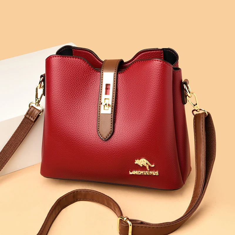 3-Layer Designer Handbag - Large Capacity Crossbody Messenger Bag