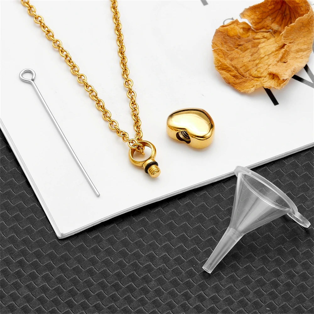 Delicate Heart Memorial Urn Pendant - Stainless Steel Cremation Jewelry for Human Ashes, Eternal Keepsake Necklace for Loved One