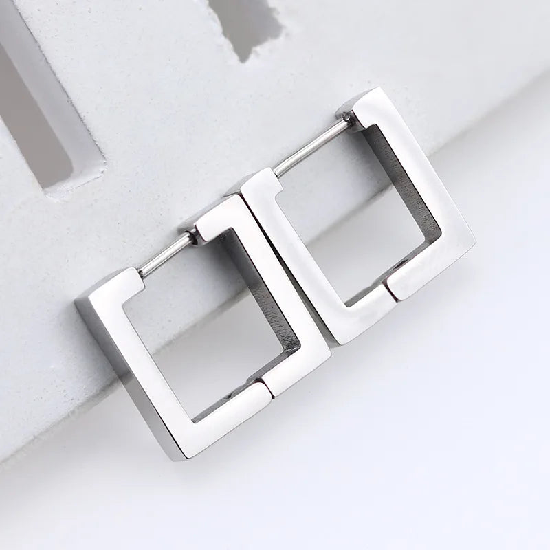 1 Pair High Polished Stainless Steel Hoop Earrings For Women/Men Geometric Allotype Ear Buckles Hip Hop Party Creative Jewelry