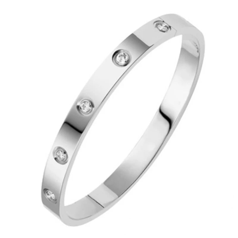 Stainless Steel Bangles - Rhinestone Designer Fashion Jewelry Women