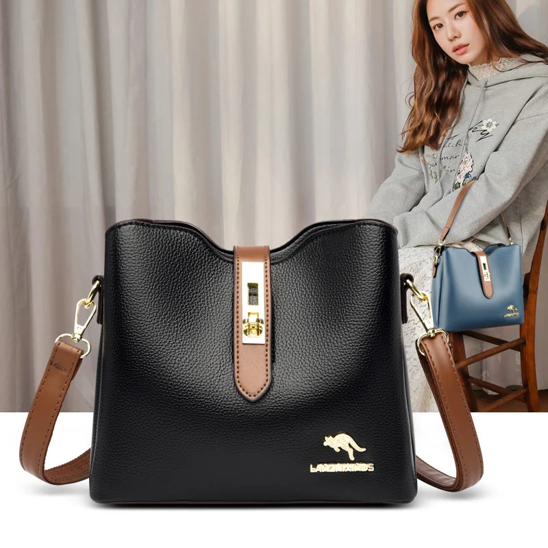 3-Layer Designer Handbag - Large Capacity Crossbody Messenger Bag