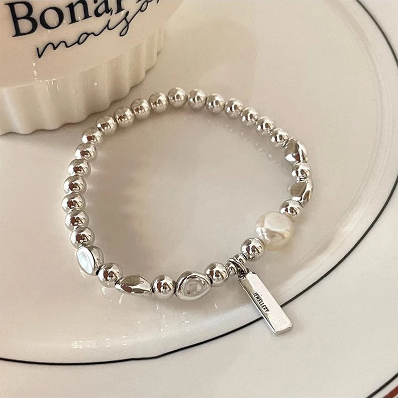 VENTFILLE 925 Sterling Silver Double Layer Pearl Bracelet for Women Girl Design Bead Korean Jewelry Dropshipping