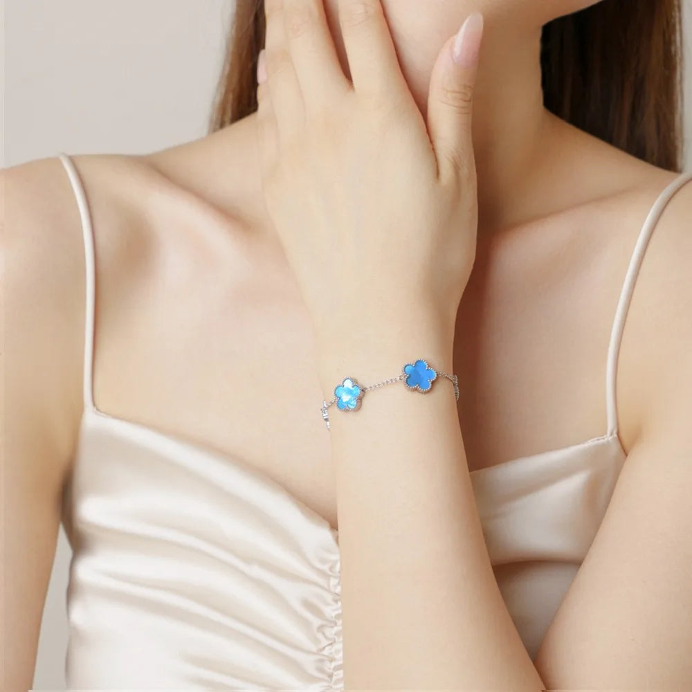 Titanium Steel Five-Leaf Clover Flower Bracelet For Women Adjustable Design Luxury High-End Fashion Fadeless Party Jewelry Gifts