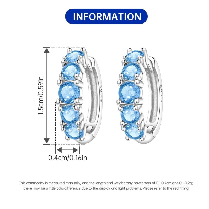 MISEFF Original 925 Sterling Silver Earrings 2025 Hoop Earring Crystal Earings For Women Simple Round Zircon Earing Jewelry