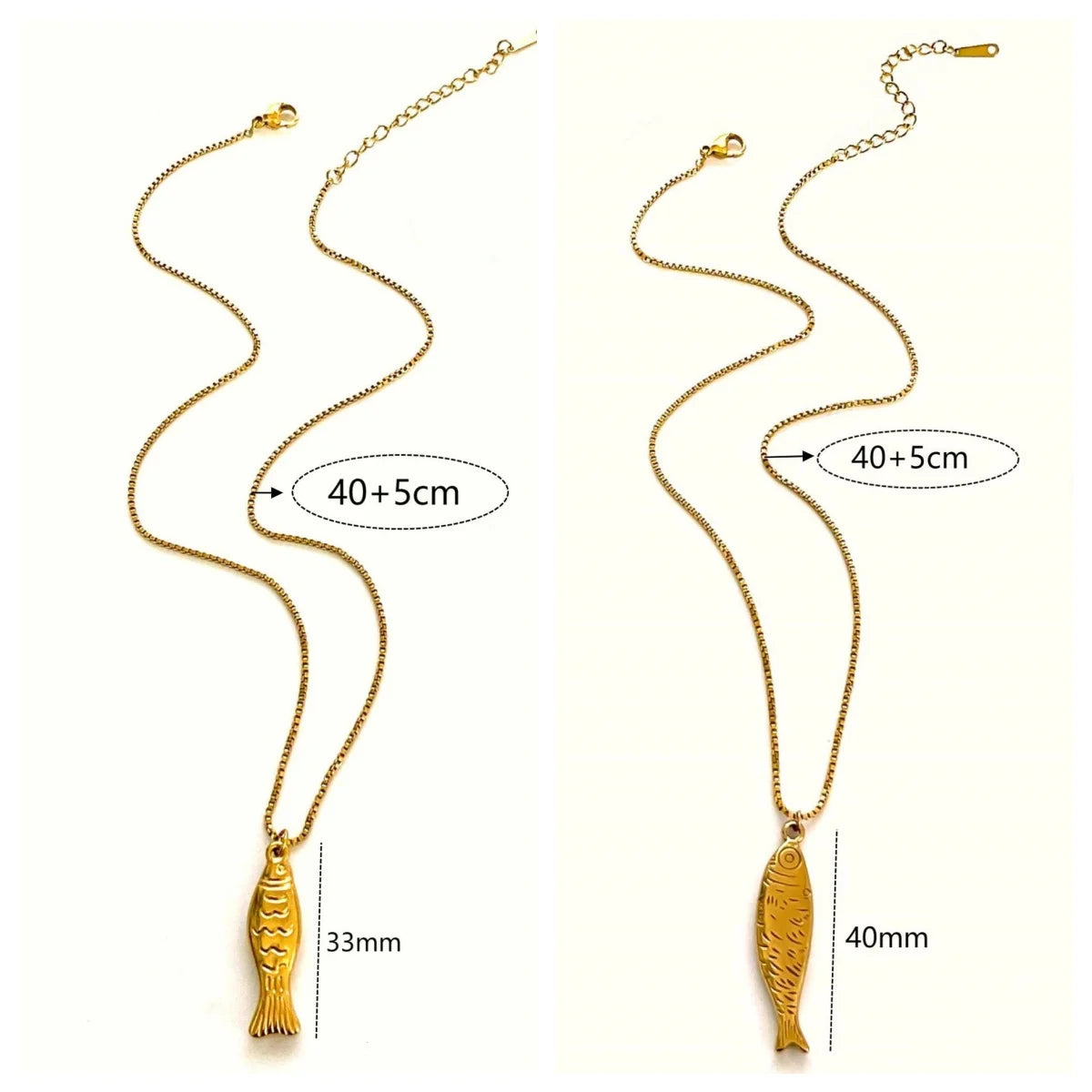 1/2pcs/Lot Cute Stainless Steel Gold Plated Small Fish Pendant Necklace for Women New Waterproof Beach Party Jewelry Summer Gift