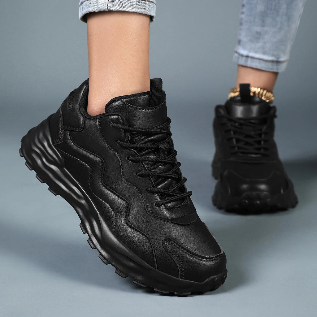 Fashion Women's Vulcanize Platform Sneakers - Mesh Breathable Chunky Sports Shoes