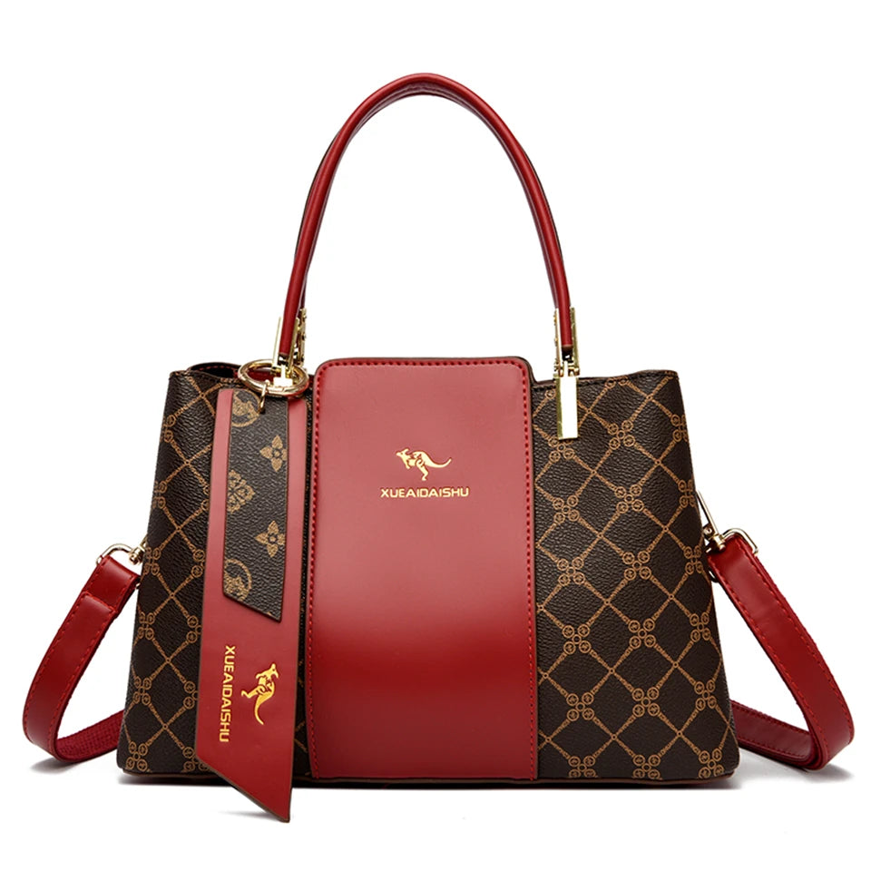 Luxury Print Leather Handbag - Large Capacity Crossbody Shoulder Bag
