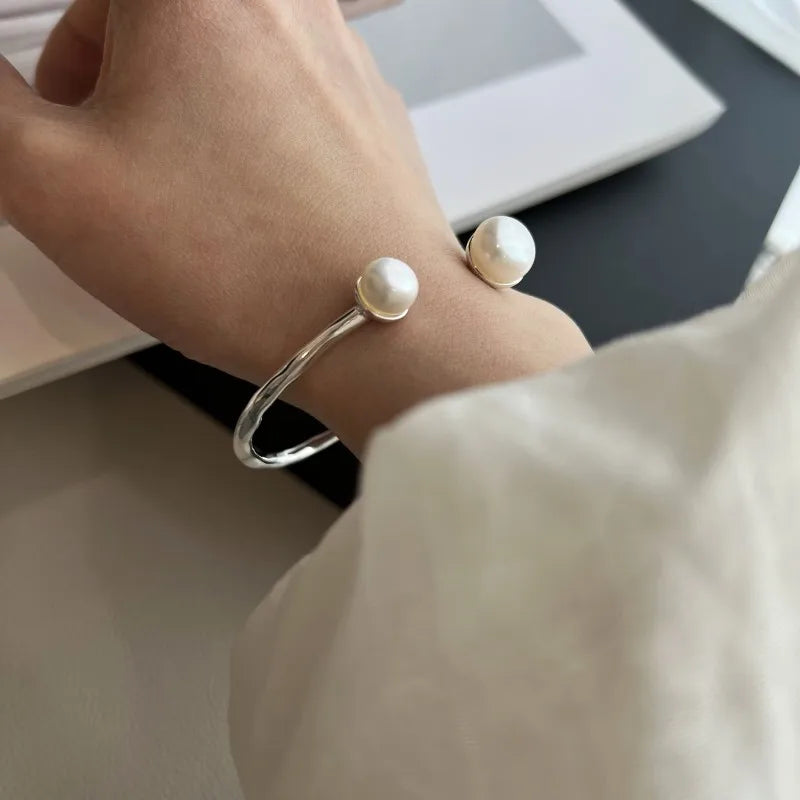 VENTFILLE 925 Sterling Silver Double Layer Pearl Bracelet for Women Girl Design Bead Korean Jewelry Dropshipping