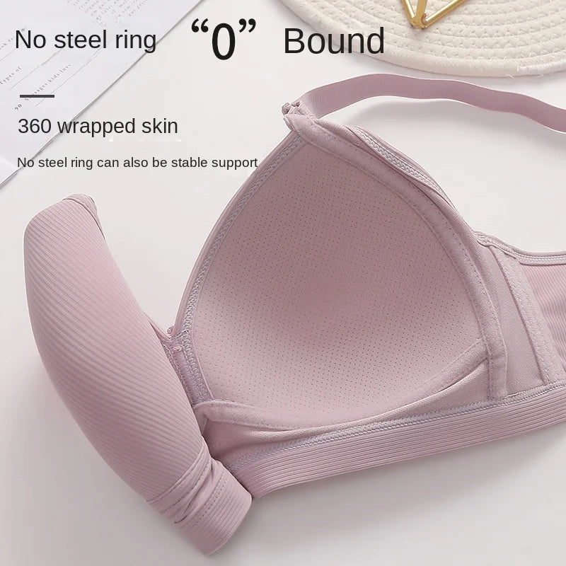 Solid Color Delicate Pendant Bra - Wireless Gathering Breathable