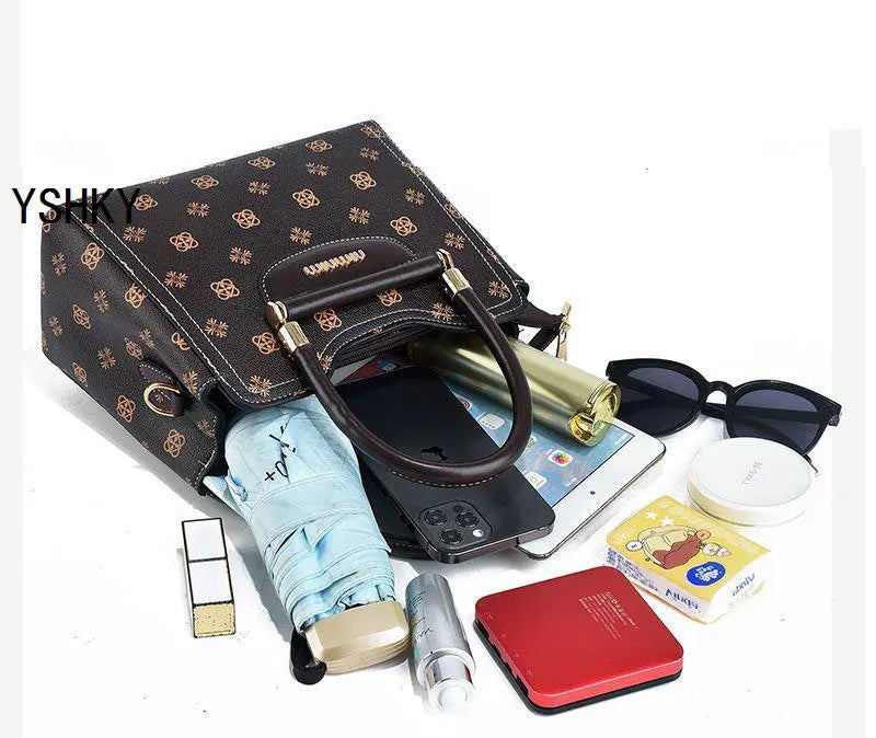 New brand shoulder Bag leather  Women's luxury designer handbag for 2024 women European and American retro cross body Tote bags