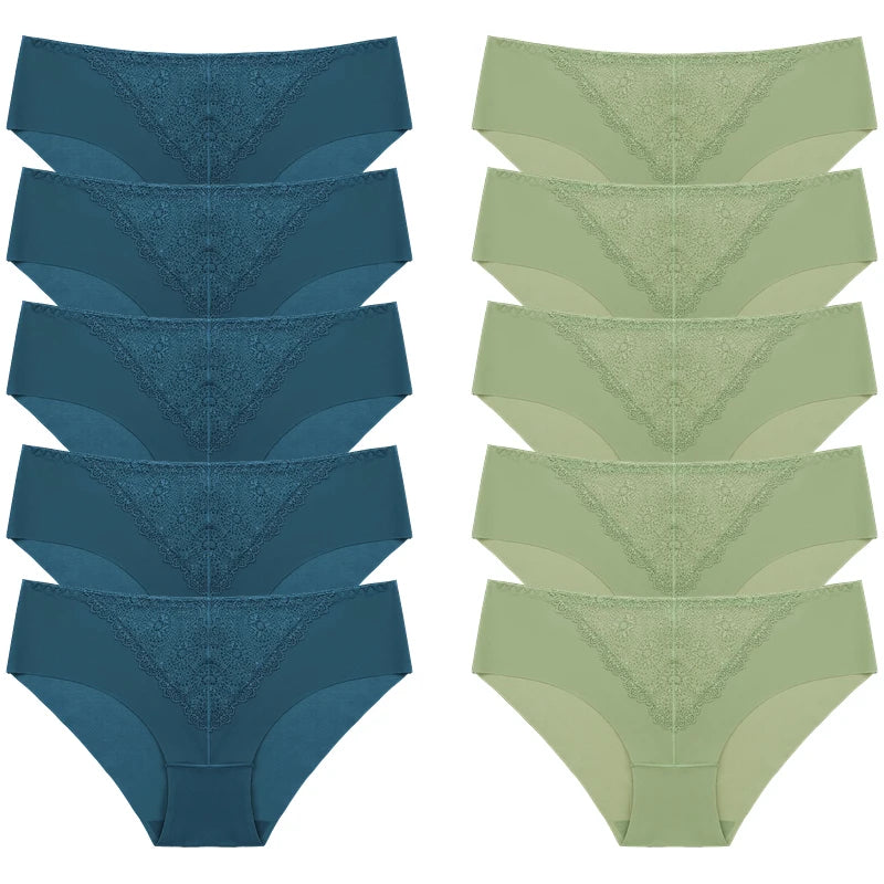 BZEL 10PCS/Set Women's Panties Exquisite Sweet Lace Underwear Sexy Lingerie Silk Satin Briefs Woman Comfort Breathable Underpant