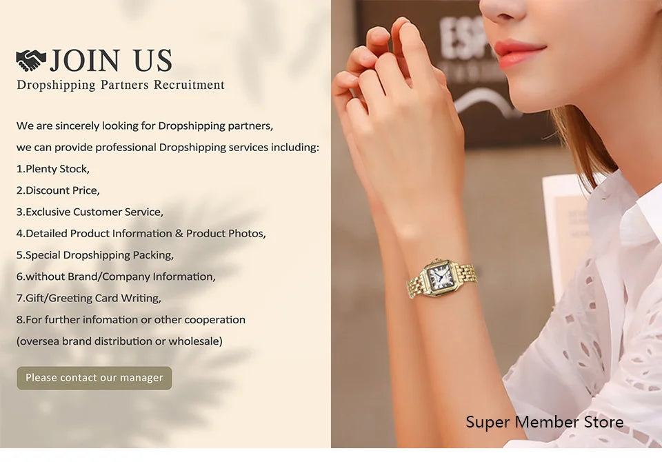 Luxury 2025 New Ladies Quartz Watch Fashion Simple Square Gold Women's Stainless Steel Clock Commercial Wristwatches Gifts