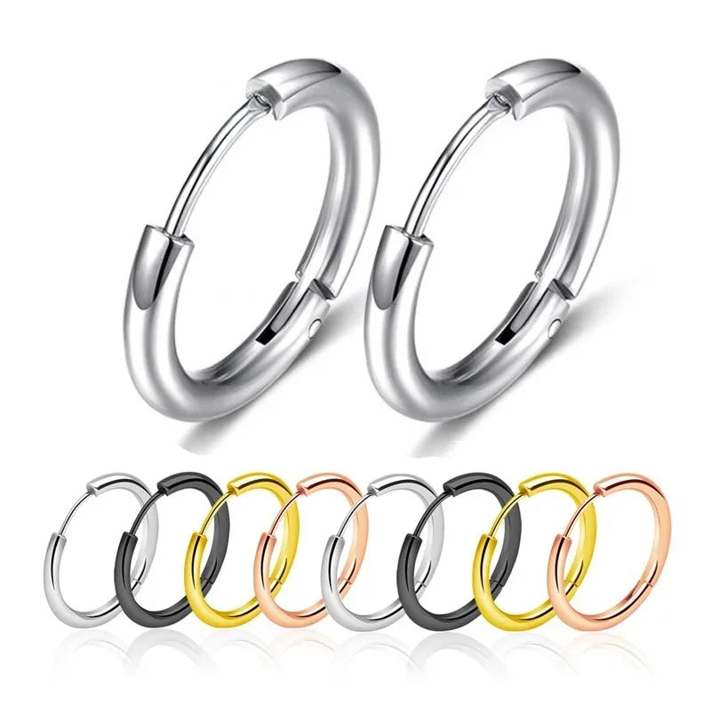 10/20Pcs Minimalist 316L Stainless Steel Small Hoop Earrings For Women Man Classic Round Earrings Fashion Ear Piercing Jewelry