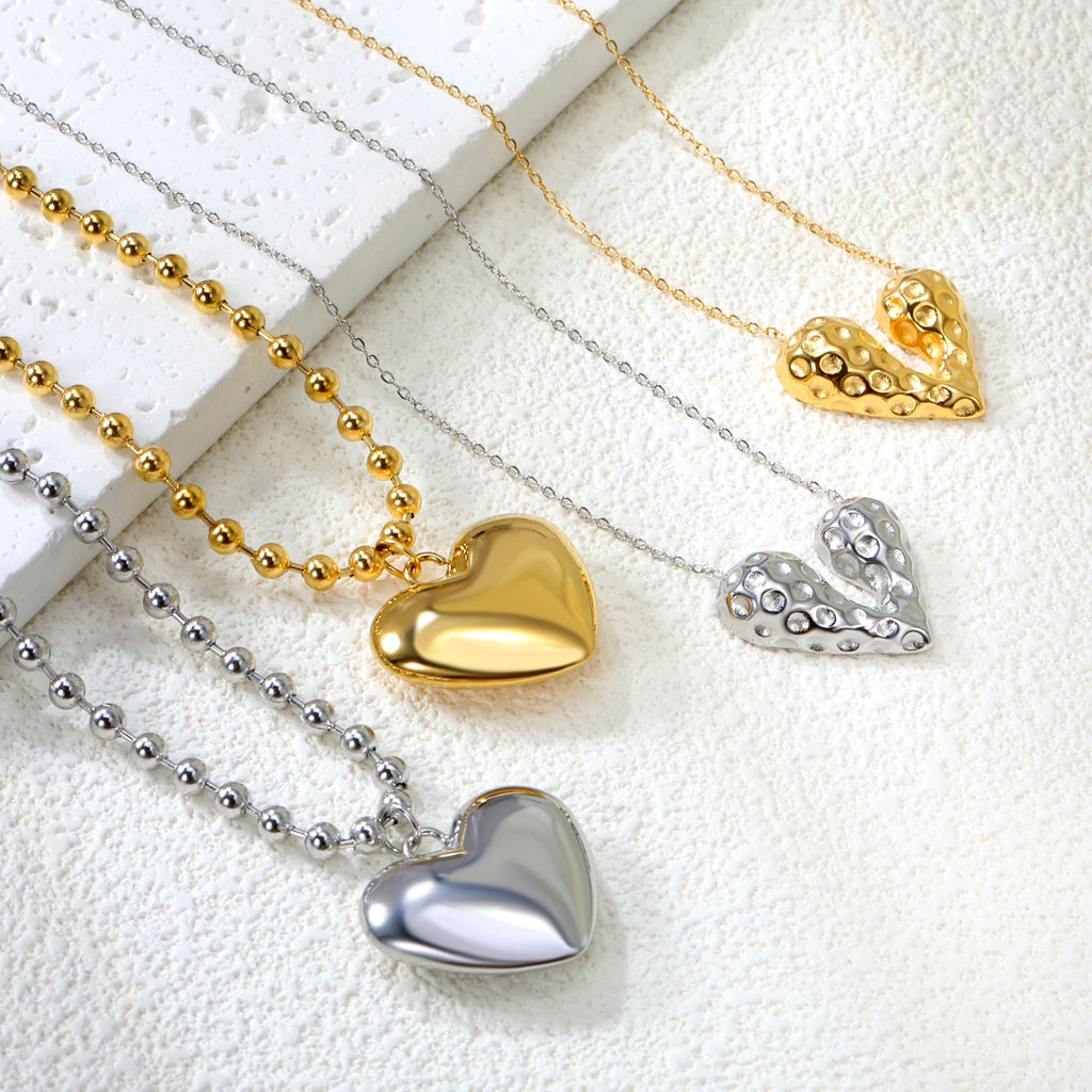 ASONSTEEL Romantic Heart Pendant Necklace For Women High Quality Golden Stainless Steel Metal Stylish Choker Valentine's Gift