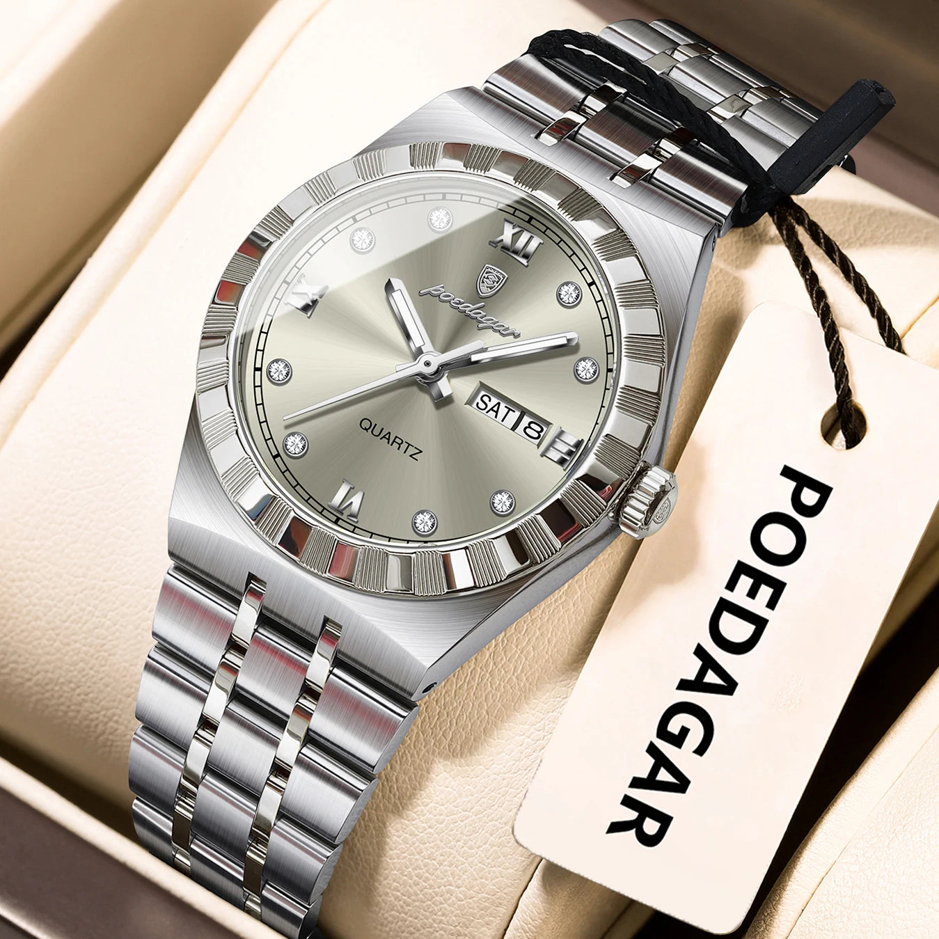 POEDAGAR Luxury Ladies Watch - Luminous Waterproof Week Date Stainless