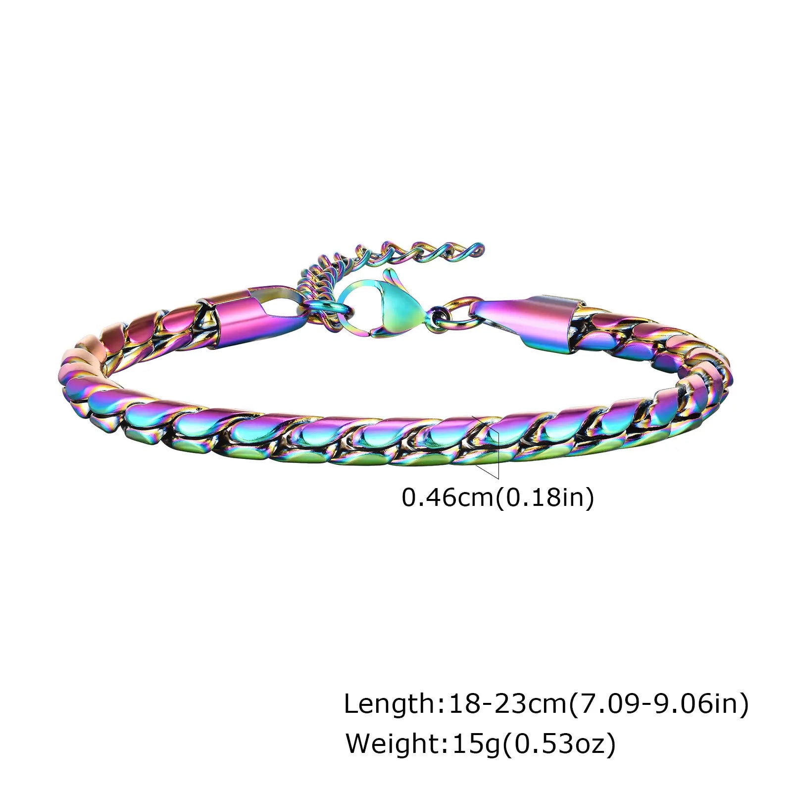 Vnox Colored Stainless Steel Handmade Snake Chain Bracelets for Men Boys,Adjustable Simple Metal Link Wristband, Hippie Jewelry