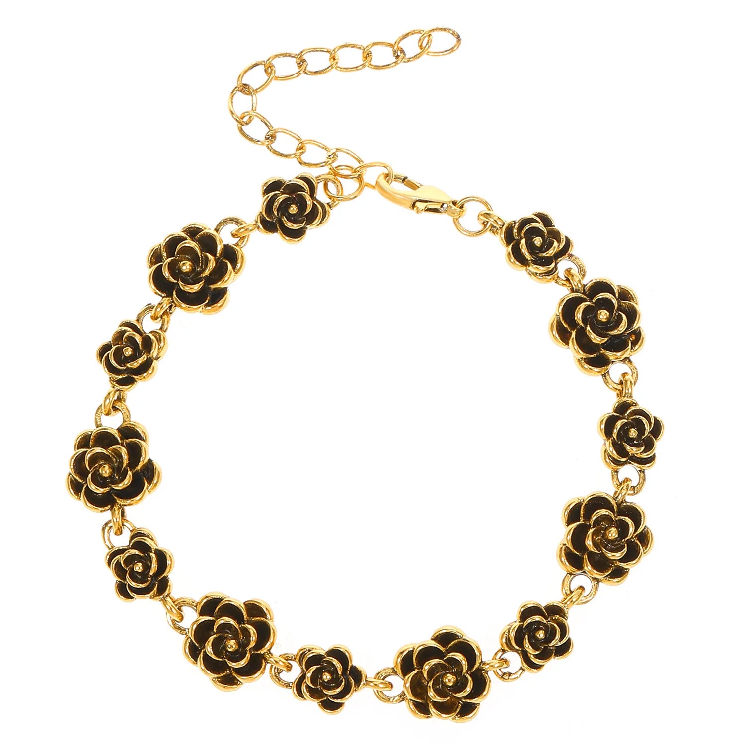 Vintage  rose bracelet female ins style European and American design sense alloy flower bracelet temperament hand jewelry