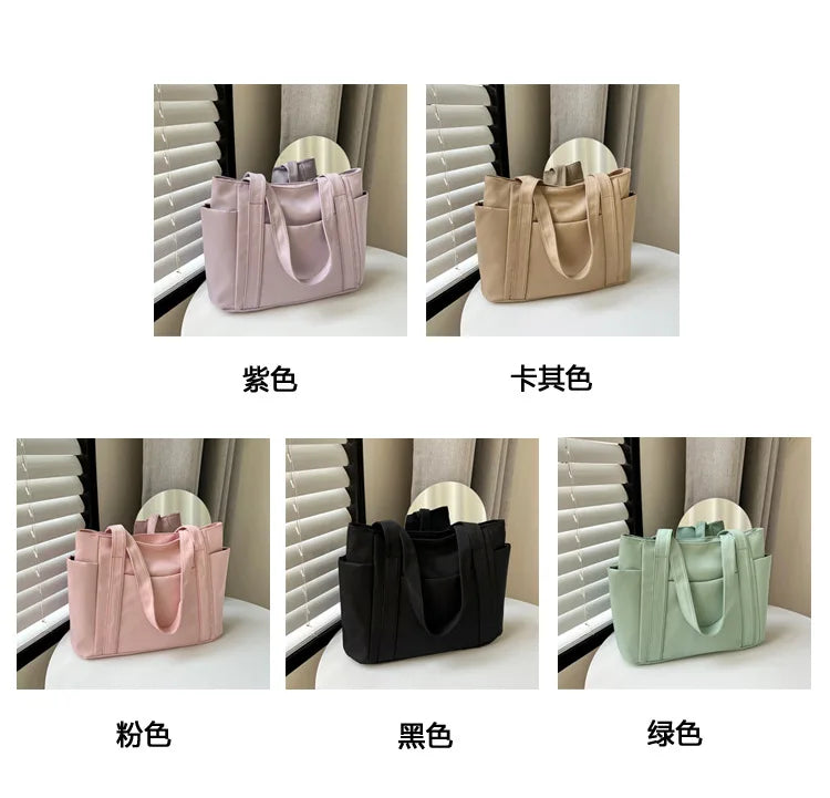 High Quality Commuting Tote Bag Simple Nylon Women's Shoulder Bag Large Capacity Student Class Handbag