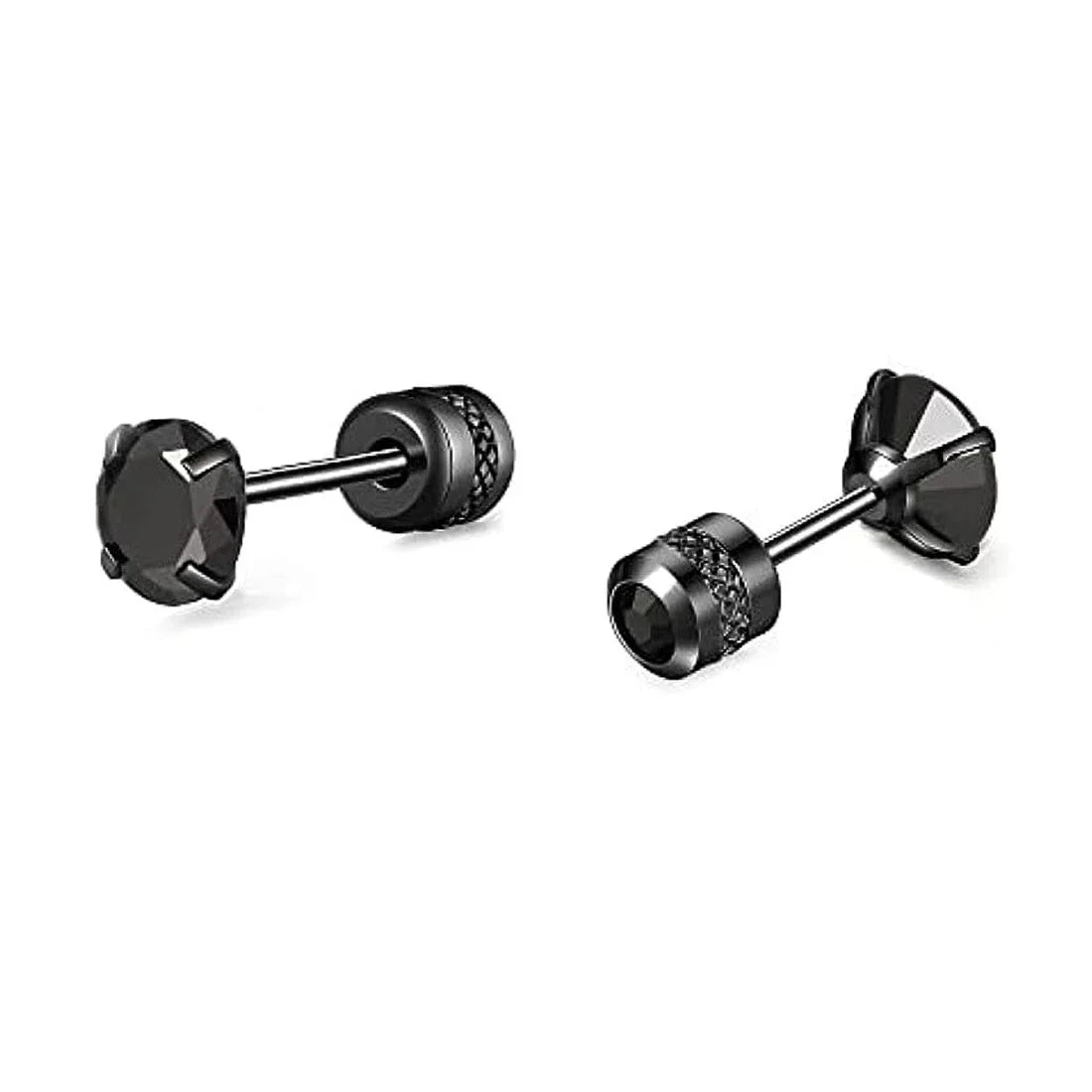 Glamorous Stainless Steel & Zircon Stud Earrings for Men – Hypoallergenic 5-Pairs Set, Durable & Versatile