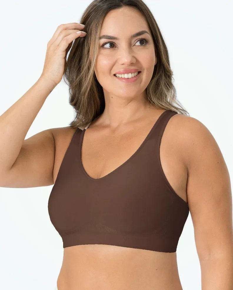 Women Daily Comfort Wireless Bra - Silk Decoration Removable Pad