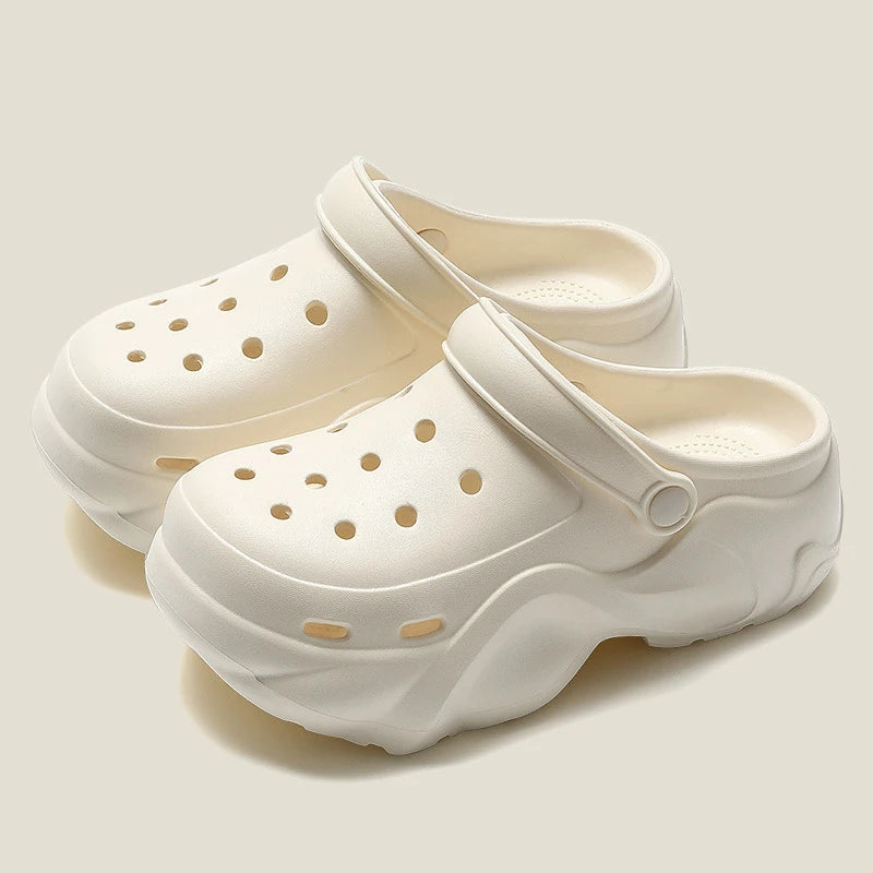 Women DIY Silver Chains Fashion Bear Decor Clogs Summer Sping Autumn Beach Sandals Cave Hole Garden Shoes For Students Girls New