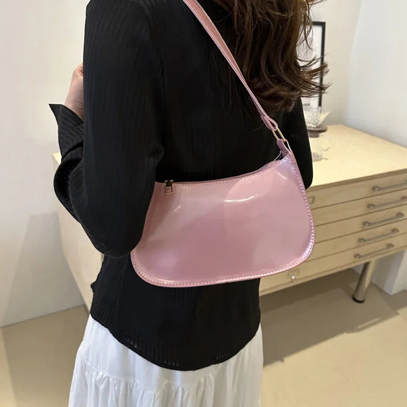 Retro Solid Color PU Leather Shoulder Underarm Bag Women's Fashion Handbags Casual Purses and Handbag Ladies Hand Bags