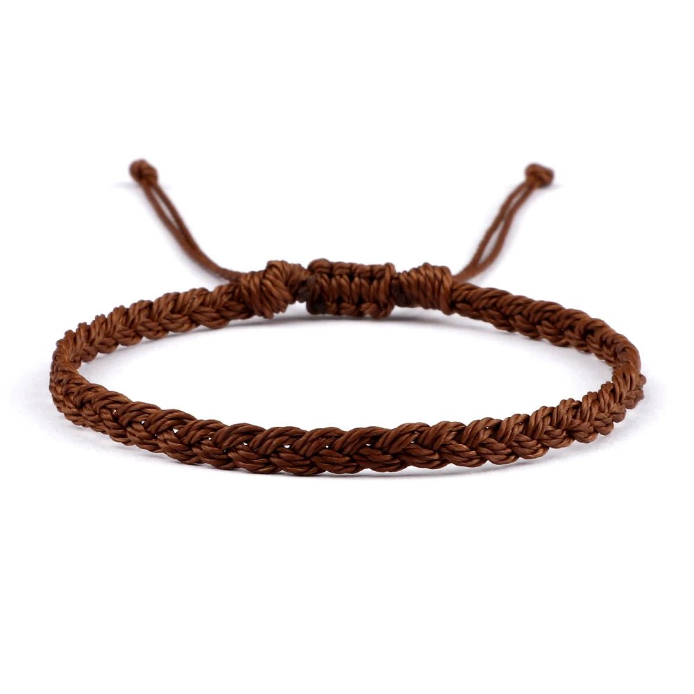 Classic Handmade Braided Bracelets for Women Men Pure Color Waxed Thread Braid Wristband Charm Bracelet Adjustable Jewelry Gifts
