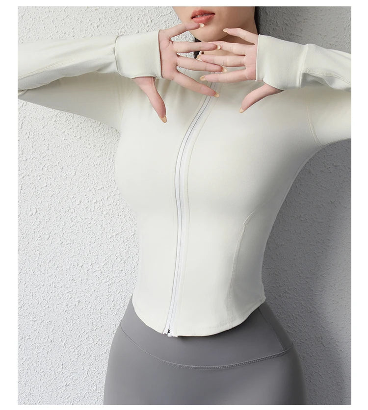 2023 Yoga Jacket - Short Sports Jacket Body Sculpting Zipper