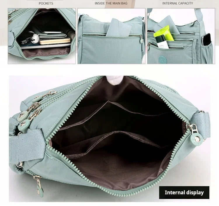 High capacity Shoulder Crossbody Bag for Women Purse Waterproof Nylon Handbag Suitable for mothers, shopping, vacation use