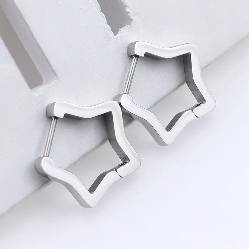 1 Pair High Polished Stainless Steel Hoop Earrings For Women/Men Geometric Allotype Ear Buckles Hip Hop Party Creative Jewelry