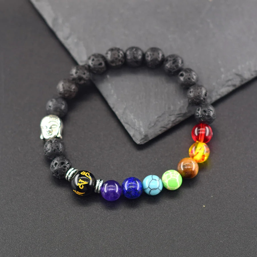 Buddha Feng Shui Bead Lucky Bracelet 7 Chakra Reiki Healing Stone Bracelet for Women Men Yoga Meditation Natural Stone Jewelry
