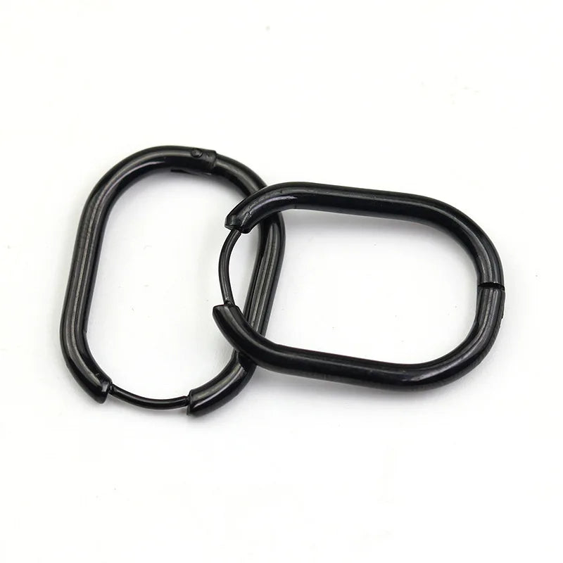 1 Pair High Polished Stainless Steel Hoop Earrings For Women/Men Geometric Allotype Ear Buckles Hip Hop Party Creative Jewelry
