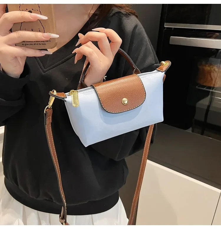 Retro Fashion Nylon Dumpling Bag Women's Crossbody Handbag Soft Polyester Lining Zipper Closure Shoulder Bag Handbag