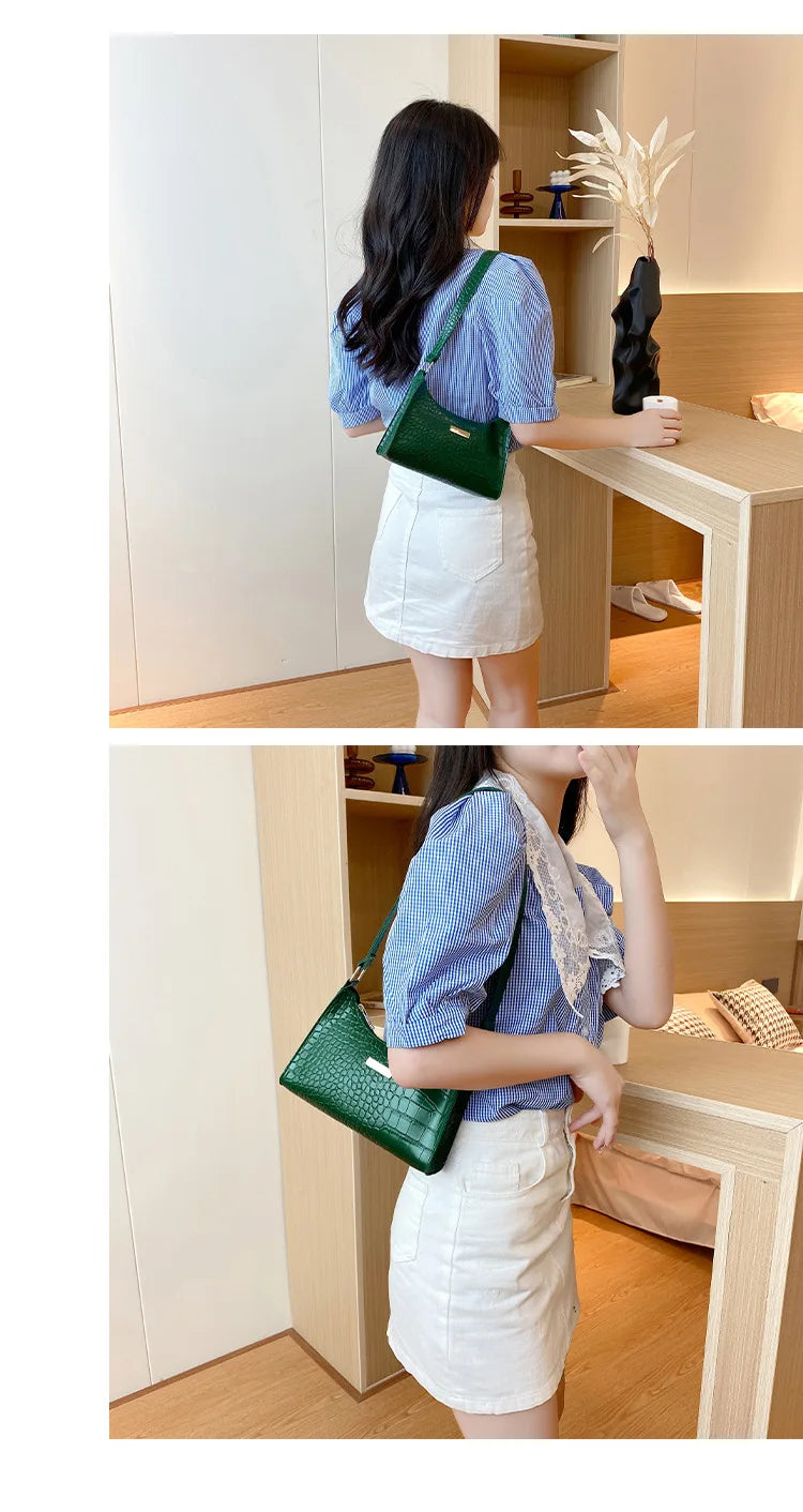 Fashion Shoulder Bag Crocodile Pattern Underarm Bag for Women Exquisite Crossbody Tote Purse Luxury Brand Handbags Shopping Bags