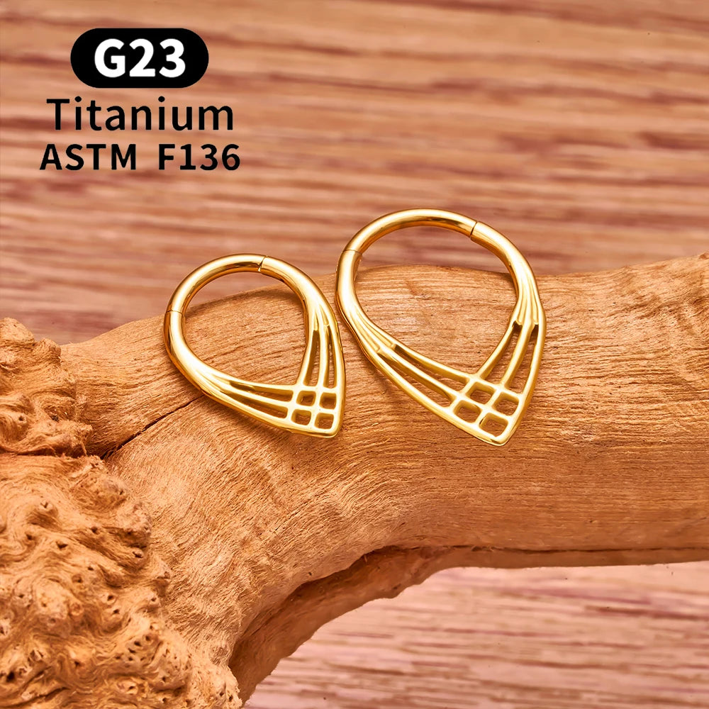 ASTM F136 G23 TItanium Piercing Septum Heart Nose Rings 16G Hinged Clicker Tragus Cartilage Helix Earrings Punk Body Jewelry