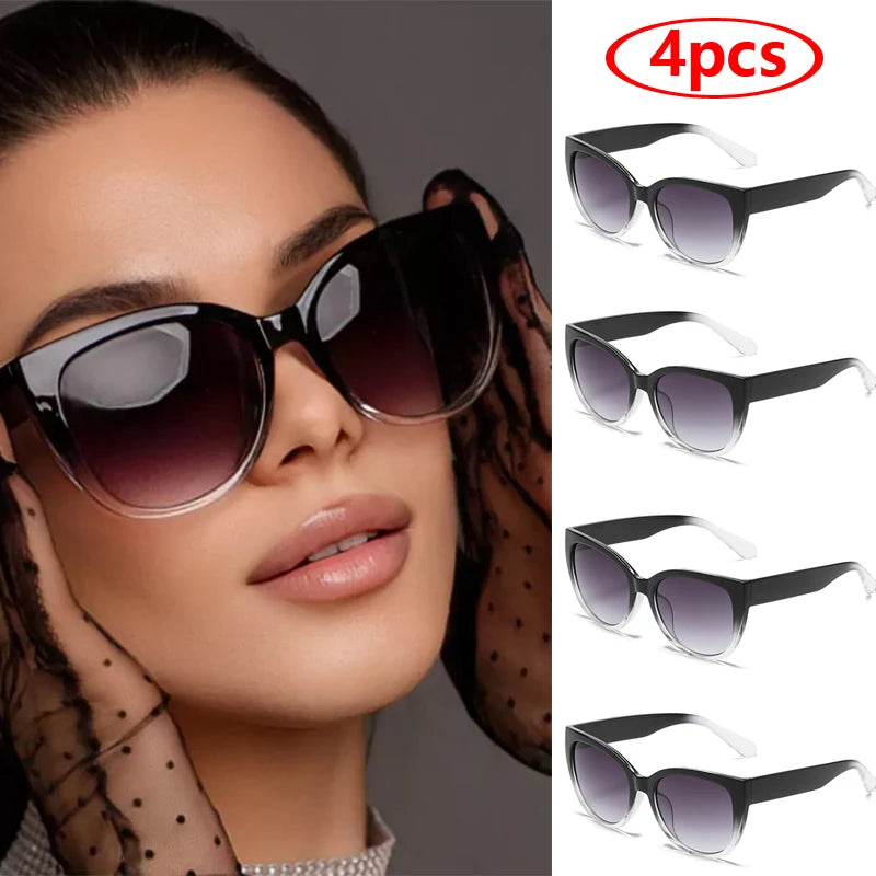 Retro Fashion Cat Eye Sunglasses - Simple Wide Leg Gradient UV400