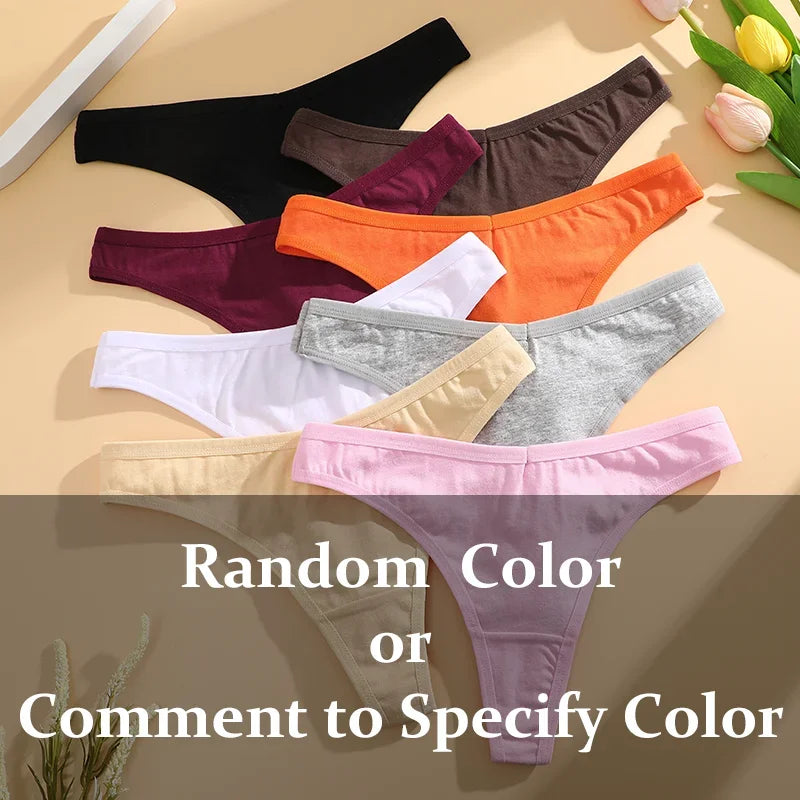 3Pcs/Set Seamless Thong Cotton Women Thin Strap Low Waist High Flexibility Panty Sexy Underwear Ladies Briefs T-back Soft Women