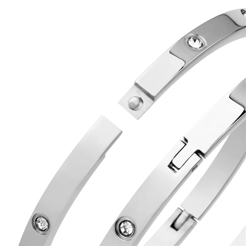 Stainless Steel Bangles - Rhinestone Designer Fashion Jewelry Women