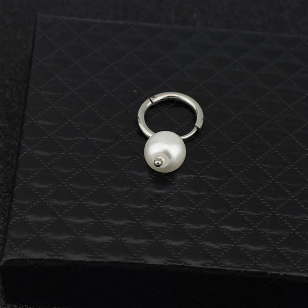 1PC Stainless Steel Imitation Pearl Beads Hoop Dangle Earrings For Men Women Vintage Punk Lightning Circle Earrings Jewelry Gift