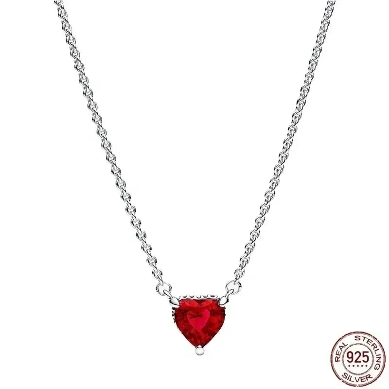 Christmas Birthday Surprise Gifts 925 Sterling Silver Exquisite Shiny Round Heart-shaped Necklace Classic Charm Women's Jewelry