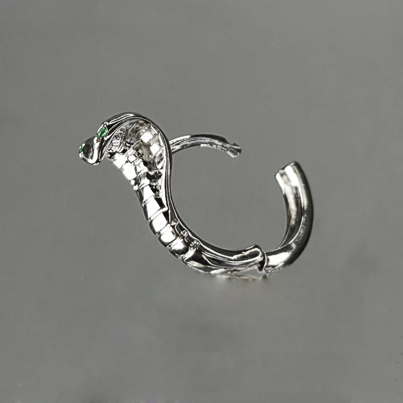 Fashion Punk Gothic Copper Zircon Green Eye Snake Earrings For Men Women Hip Hop Personality Cool Cobras Hoop Earrings Jewelry