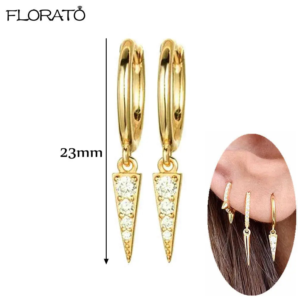 925 Sterling Silver Needle Punk Spike Rivet Hoop Earrings For Women Huggie Earrings Ear Cuff Piercing Earring Gothic Jewelry