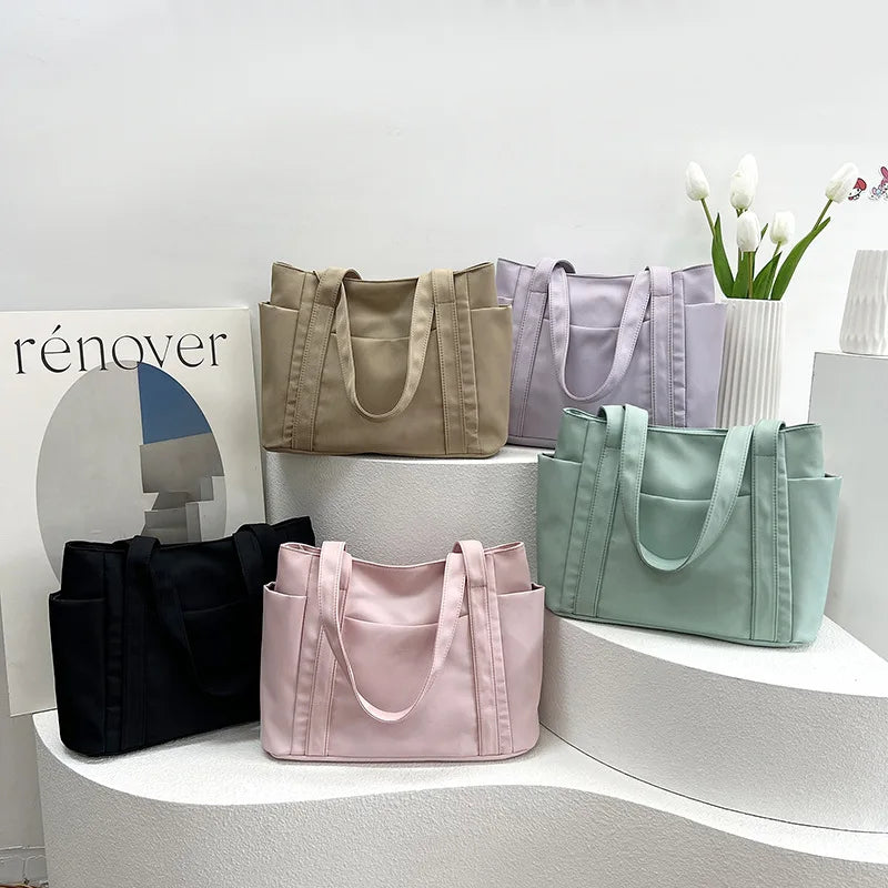 High Quality Commuting Tote Bag Simple Nylon Women's Shoulder Bag Large Capacity Student Class Handbag