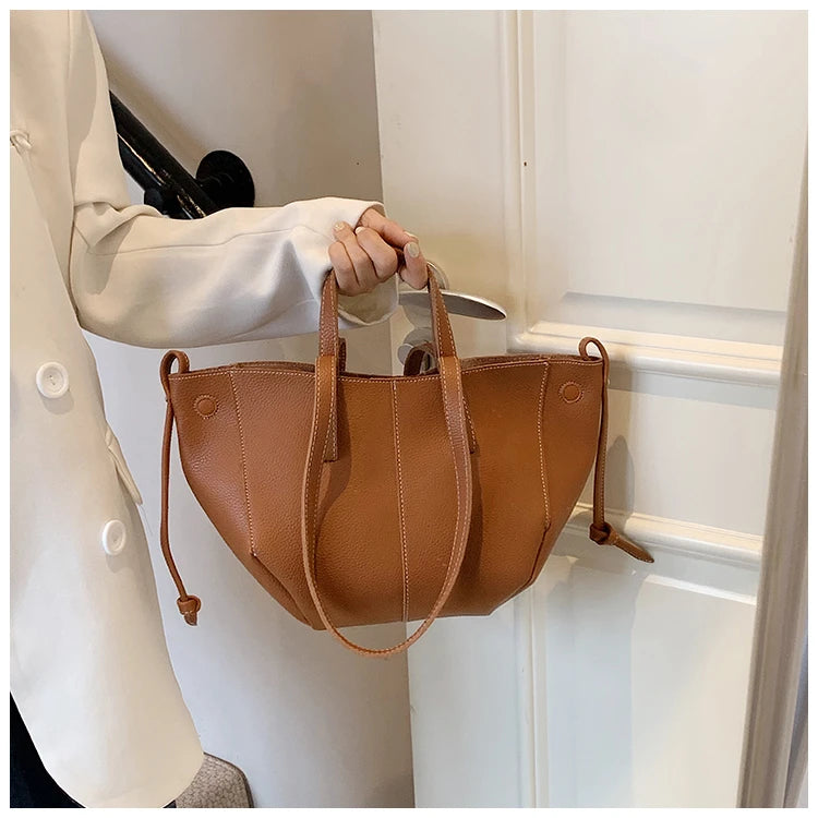 High Quality PU Tote Bags Fashion Solid Hasp Simple Versatile Sense of Luxury Shoulder and Handbags for Women 2024 New Style