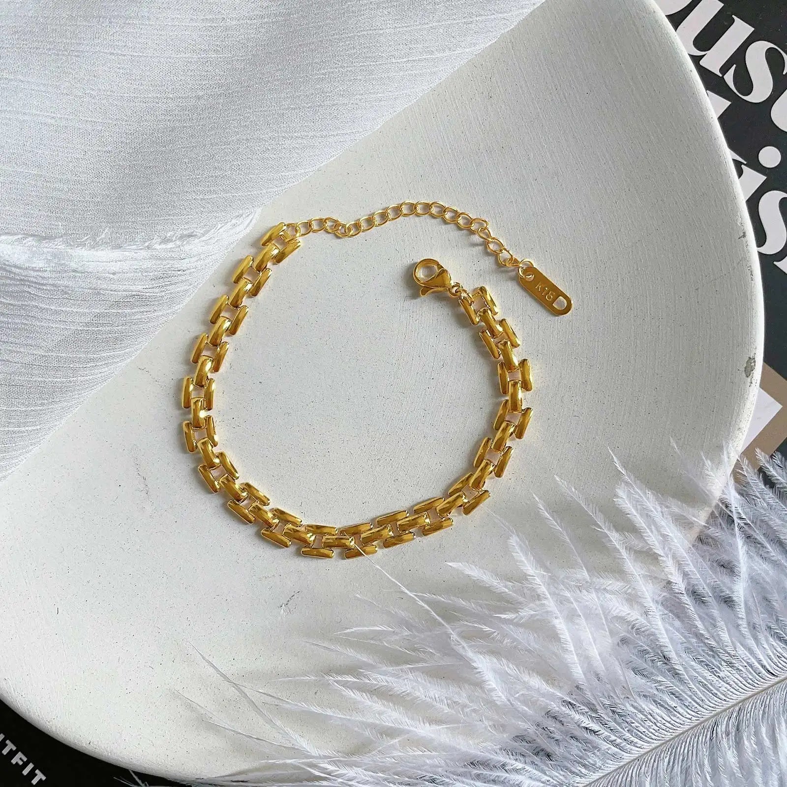 Minimalist Watch Band Link Chain Bracelet for Women, Stainless Steel Waterproof Bracelets,Trendy Jewelry Gift