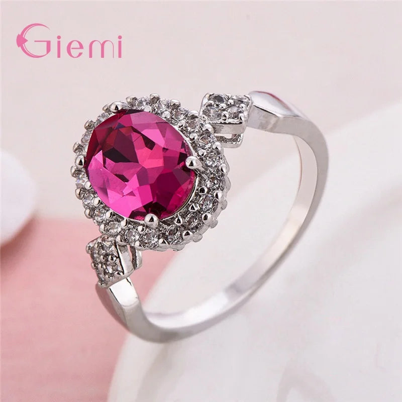 925 Sterling Silver Rings Engagement Wedding Ring Section Rotation Curve Style Cubic Zircon Ring For Women Girl