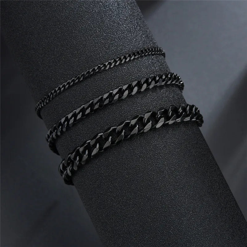 LETAPI Fashion Stainless Steel Curb Cuban Chain Bracelet for Men Women Hip Hop Couple Unisex Wrist Hand Jewelry Gift Party