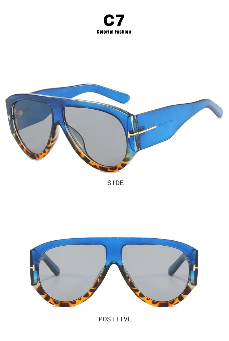 Vintage Oval Large Frame Sunglasses - Trendy Street Style UV400 Women