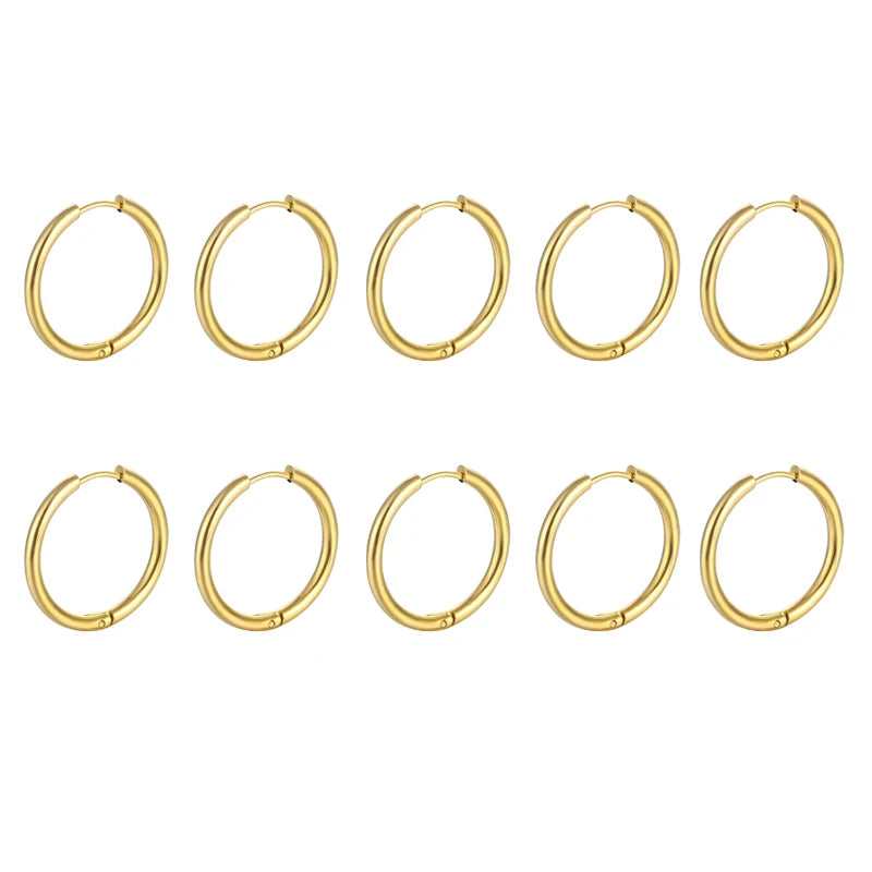 10/20Pcs Minimalist 316L Stainless Steel Small Hoop Earrings For Women Man Classic Round Earrings Fashion Ear Piercing Jewelry